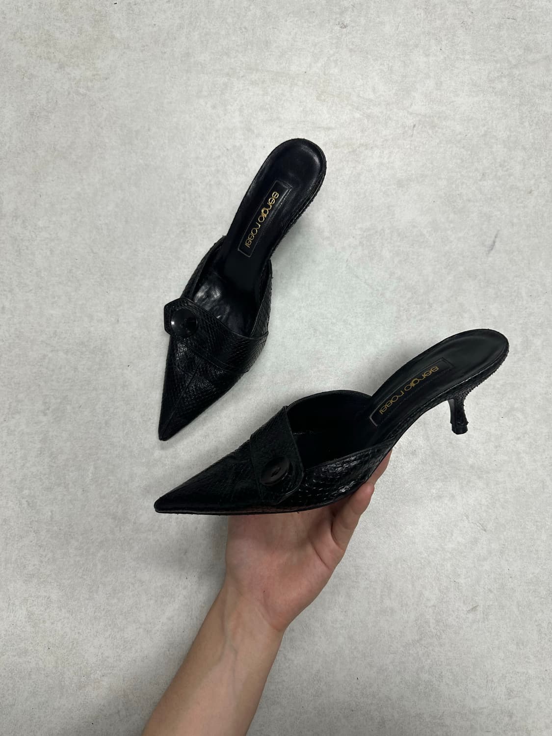 세르지오 로시 파이톤 버튼 힐 상품이미지2