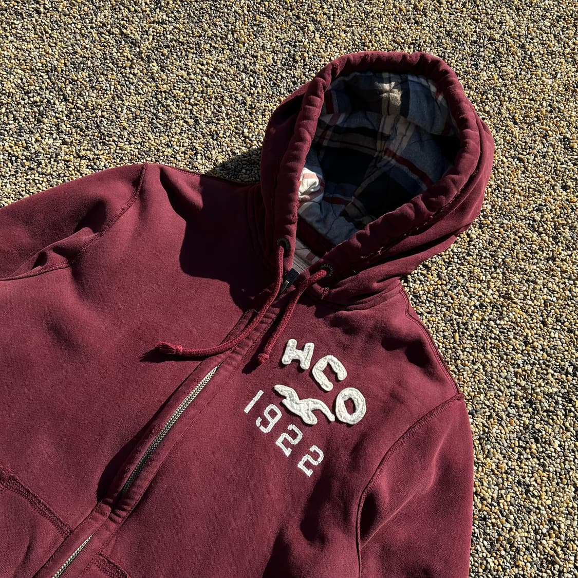 홀리스터(HOLLISTER) 버건디 헤비웨이트 후드집업 상품이미지2