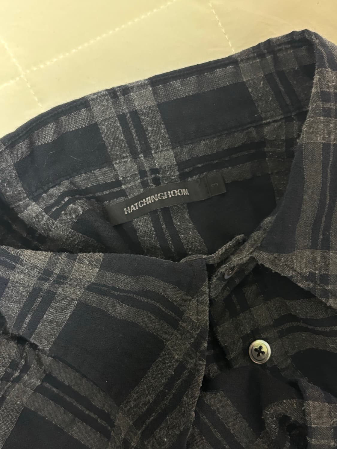 해칭룸 아카이브 셔츠 보일드 체크 다크 네이비 블랙 남방 3 상품이미지3