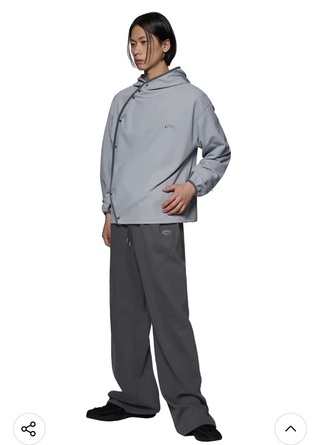 SIDE SNAP JERSEY HOODED - LIGHT GRAY 상품이미지1