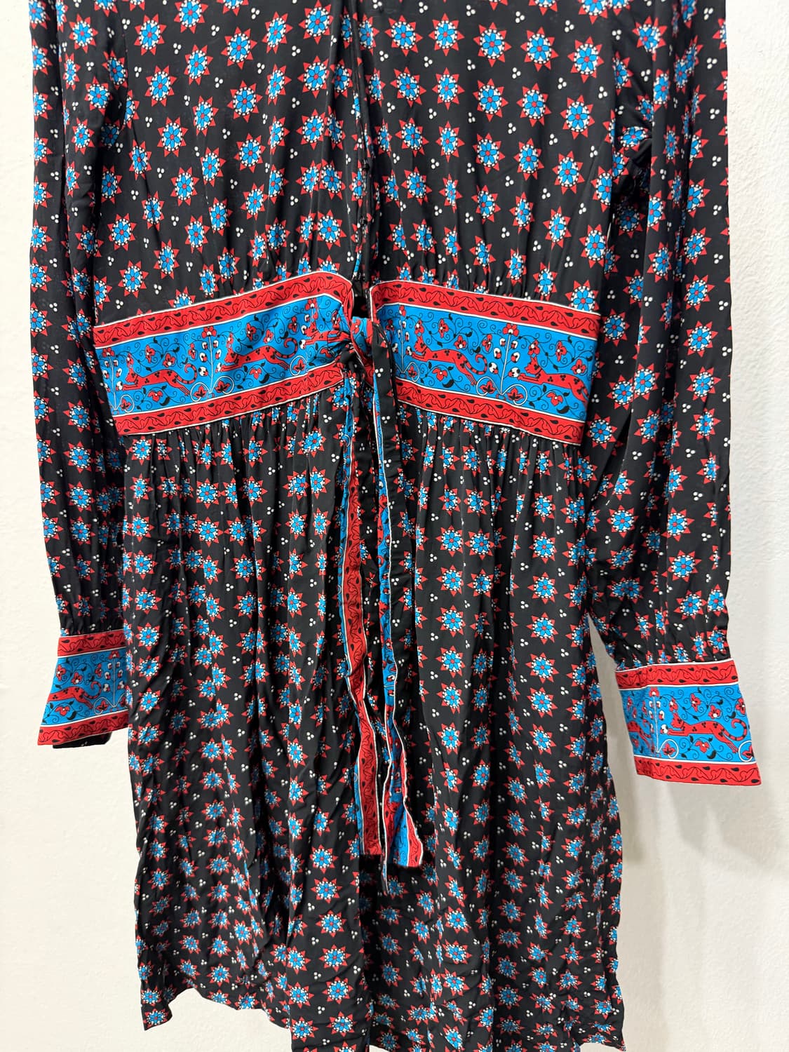 정품) 산드로 블랙 패턴 롱 원피스 36 상품이미지3