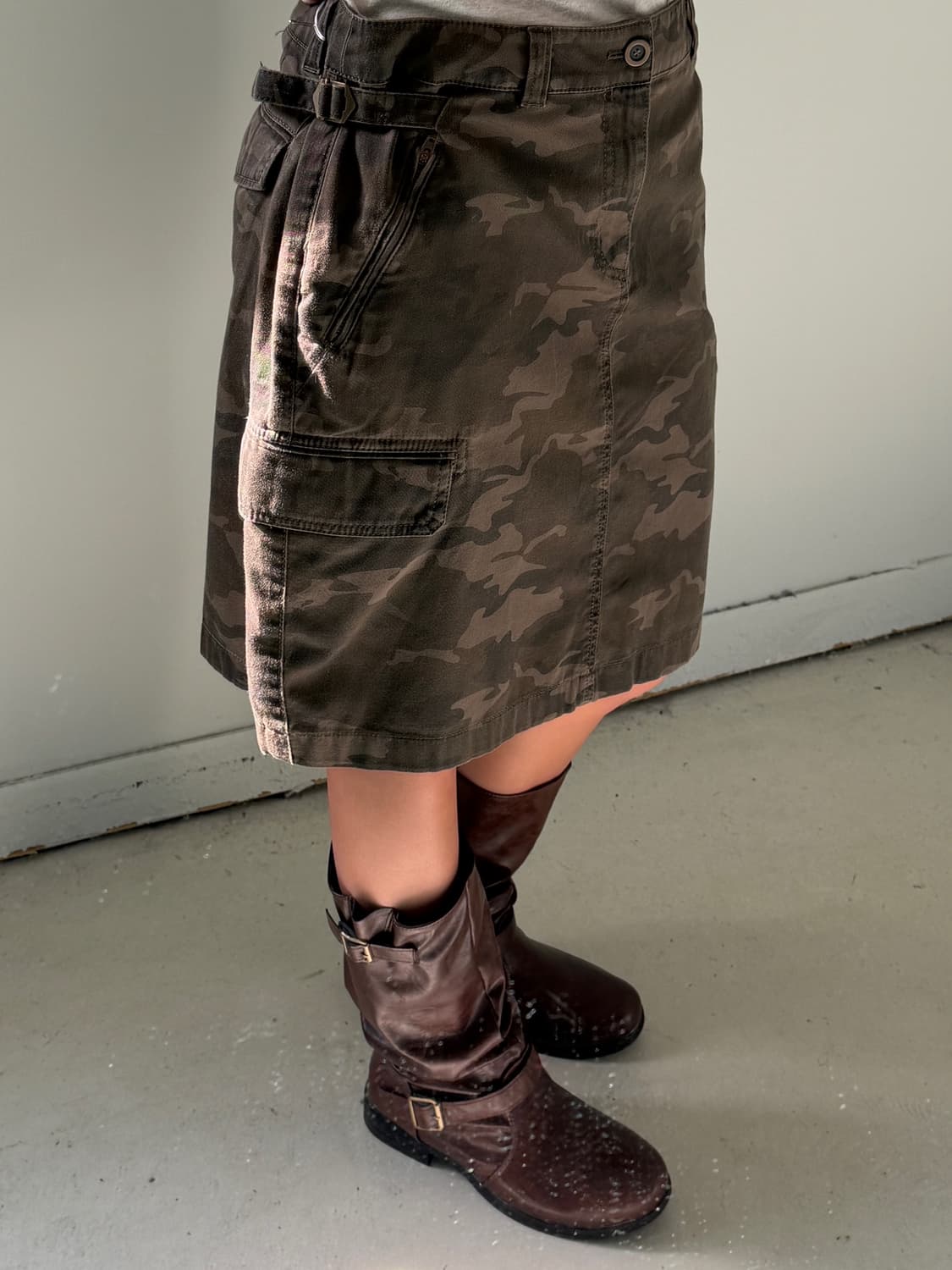 일본빈티지 카모 카고 미디스커트 상품이미지2
