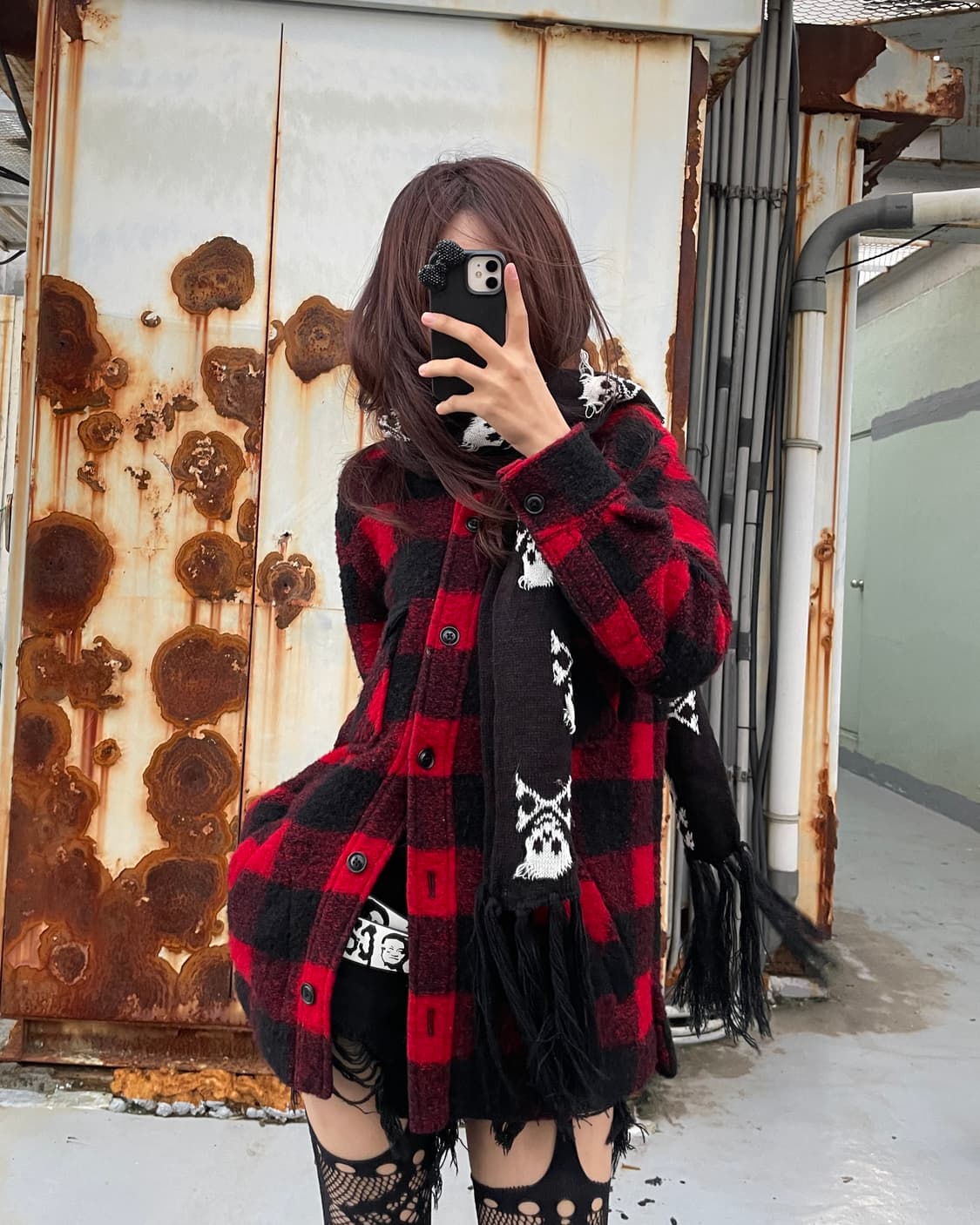 🎸레드&블랙 체크 패턴 니트 자켓🎸 상품이미지3