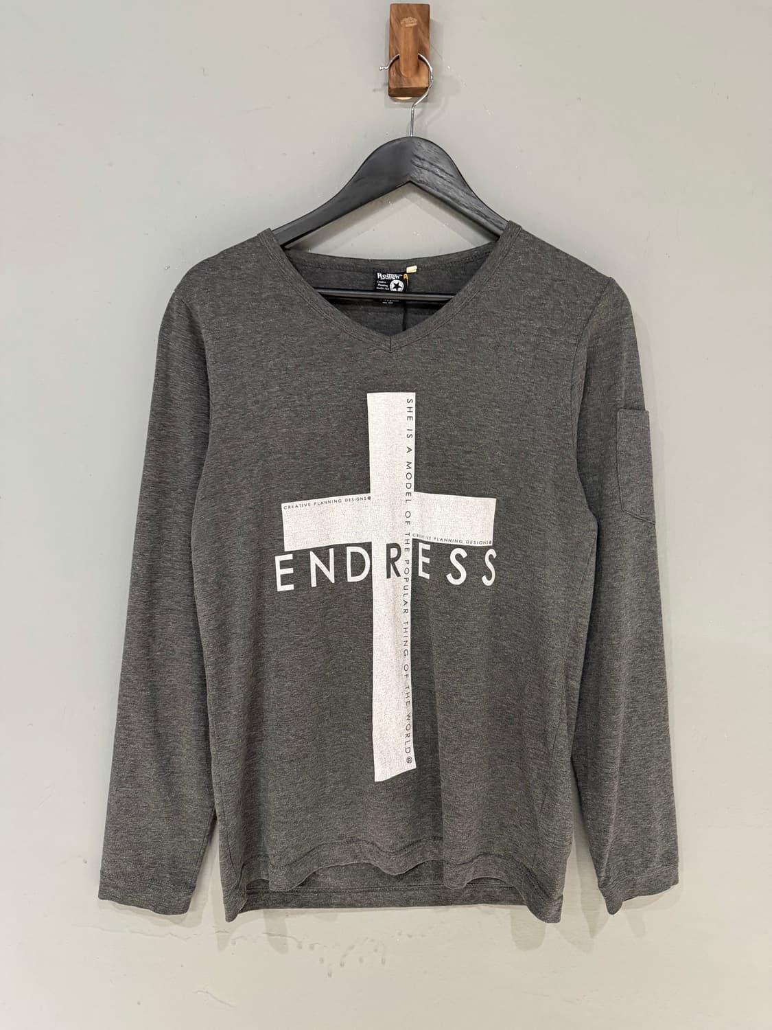 cross printing arm pocket long sleeve 상품이미지5