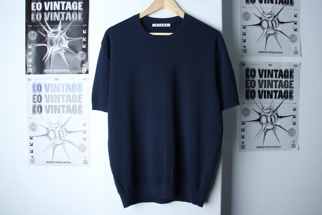 (M-XL) 수아레 반팔 티셔츠 니트 네이비 무지 놈코어-H31700 상품이미지2
