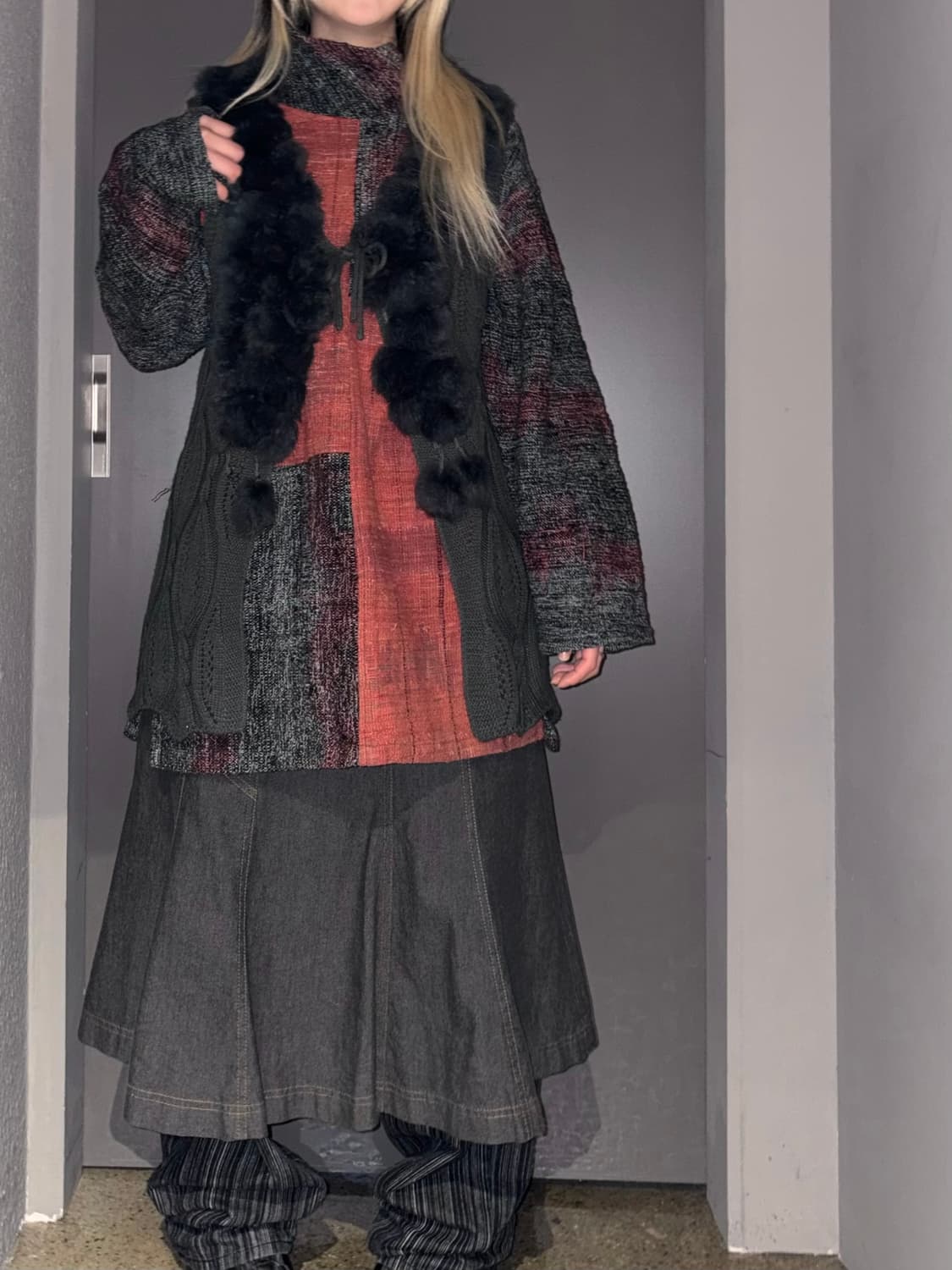 [VTG SET] top + fur vest + skirt 상품이미지2