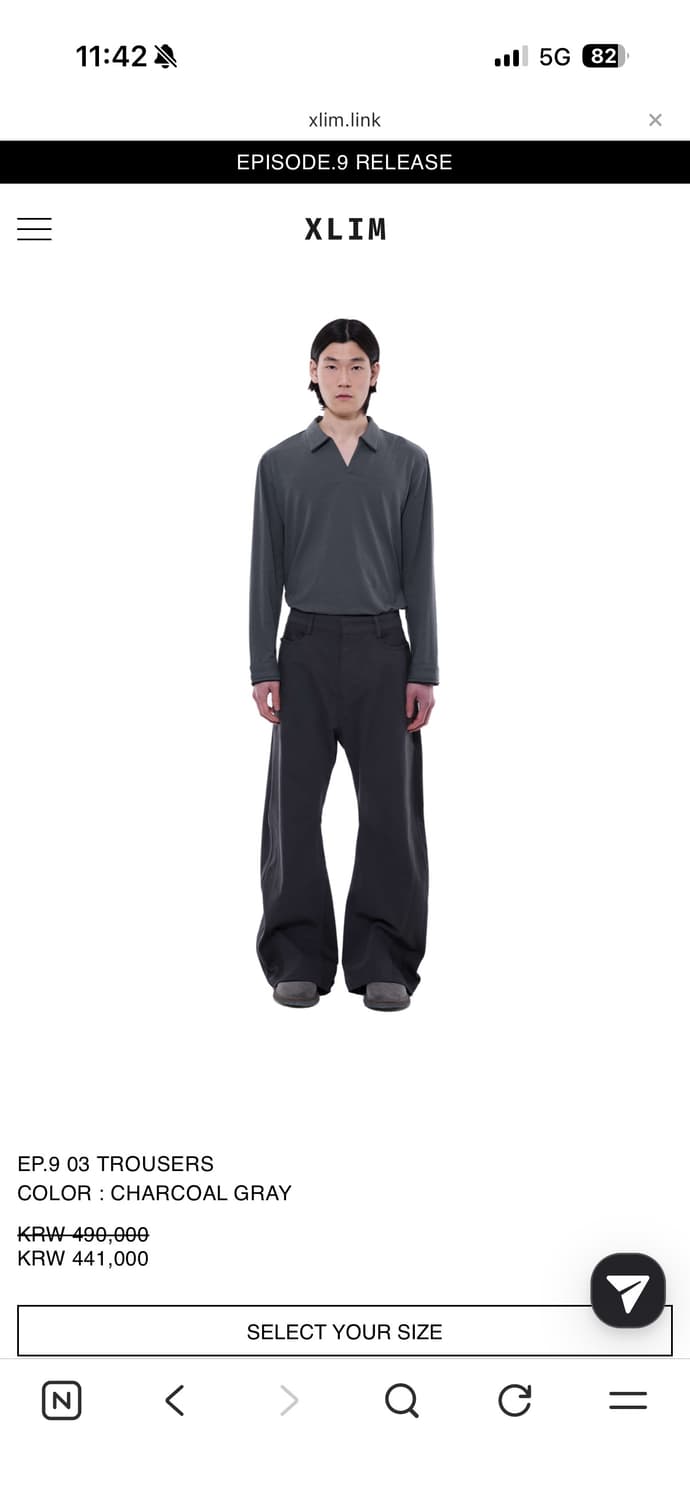 구매글) Xlim ep9 03트라우저 차콜 그레이 m사이즈 상품이미지1
