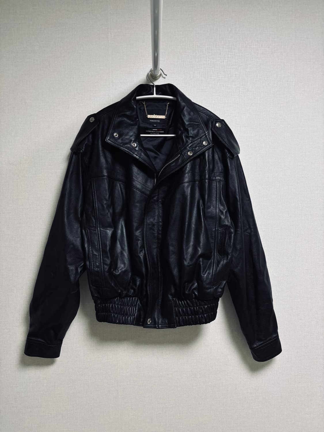 강자매 이탈리안 램스킨 오버핏 레더 블루종 자켓 상품이미지3