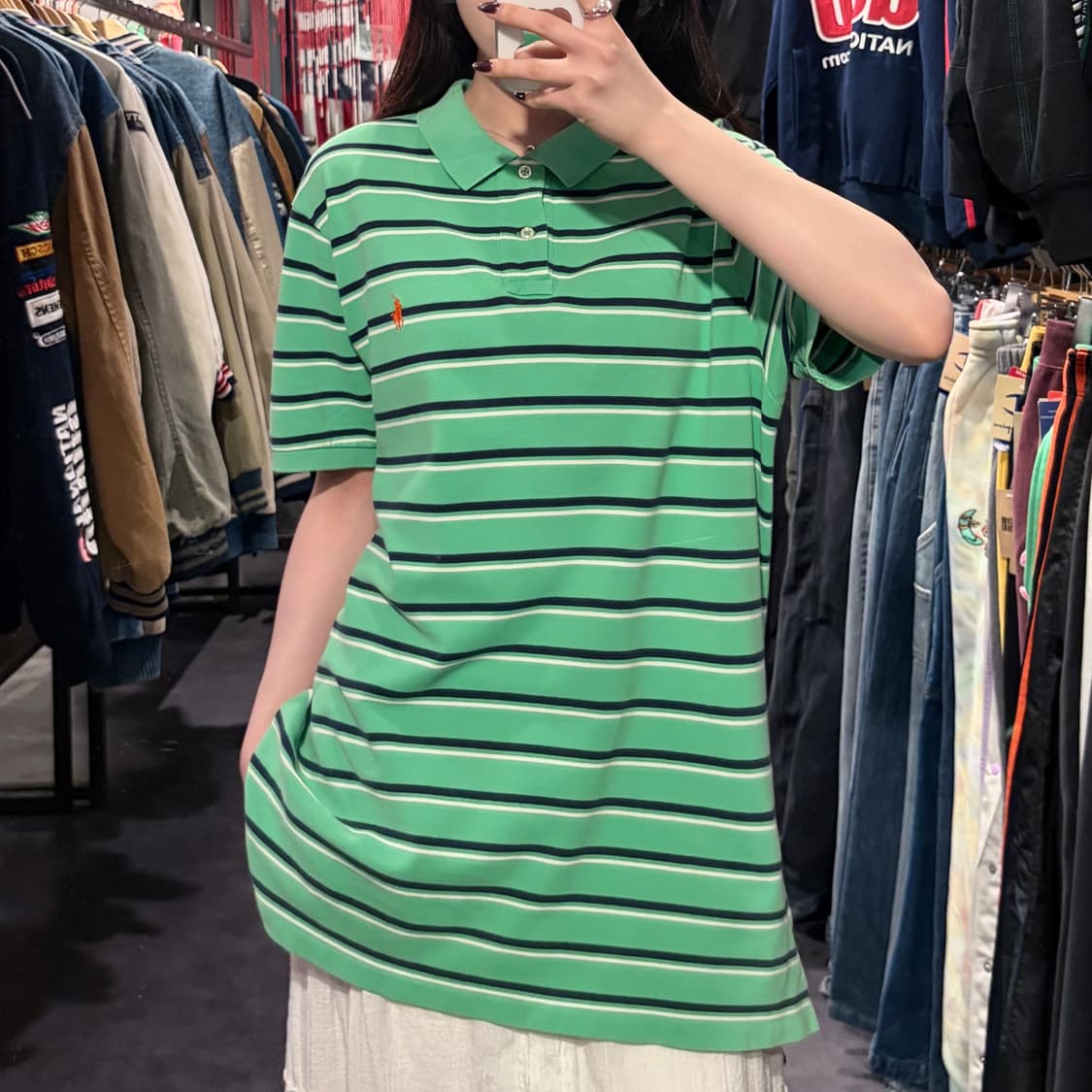 [IM] 폴로랄프로렌 스트라이프 반팔 피케 셔츠 민트 상품이미지2