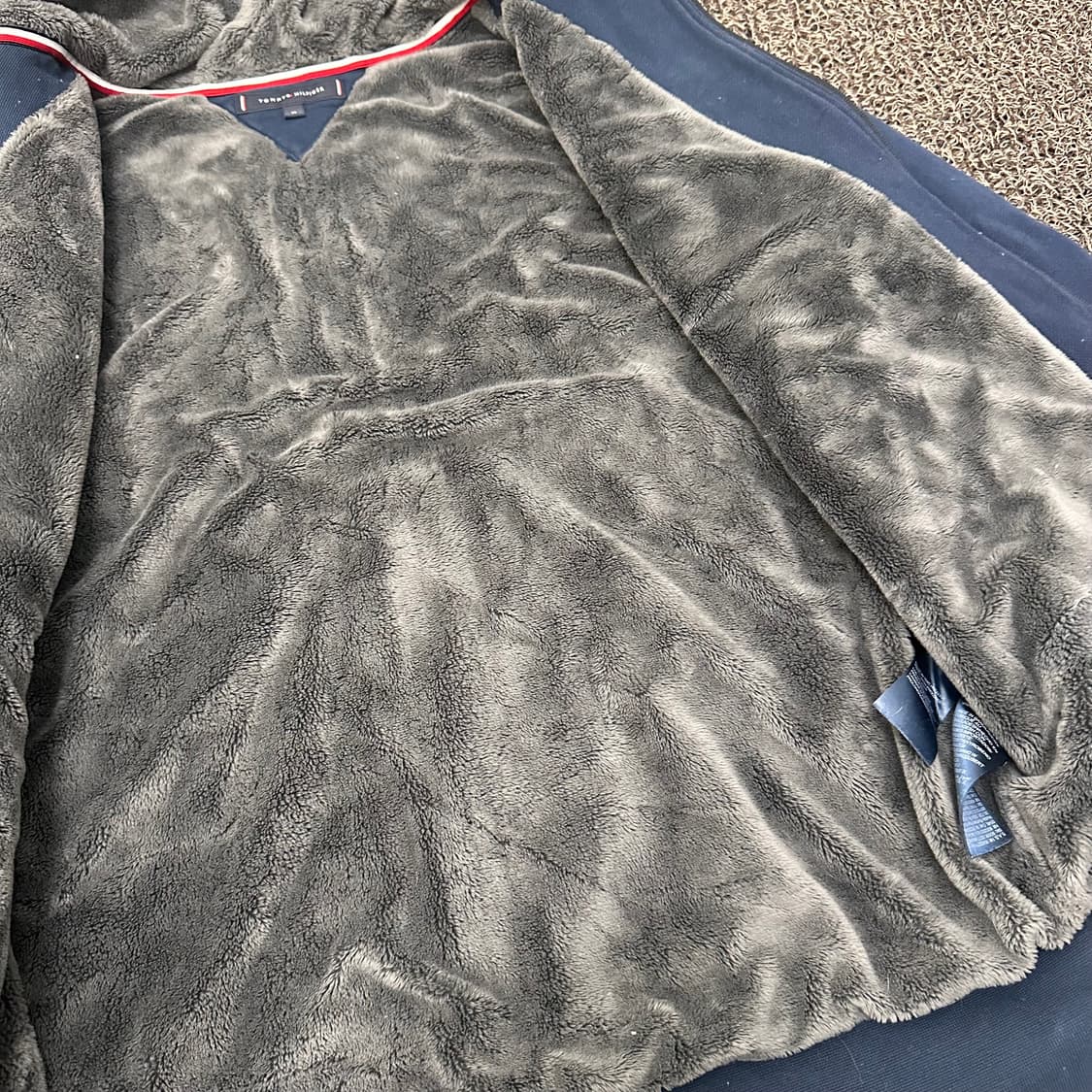 타미힐피거 털 후리스 후드집업 네이비 M 상품이미지6