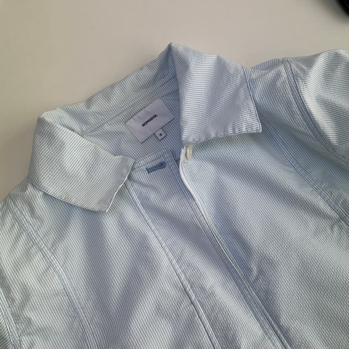 몽돌 커팅라인 스트라이프 블루종 자켓 상품이미지7