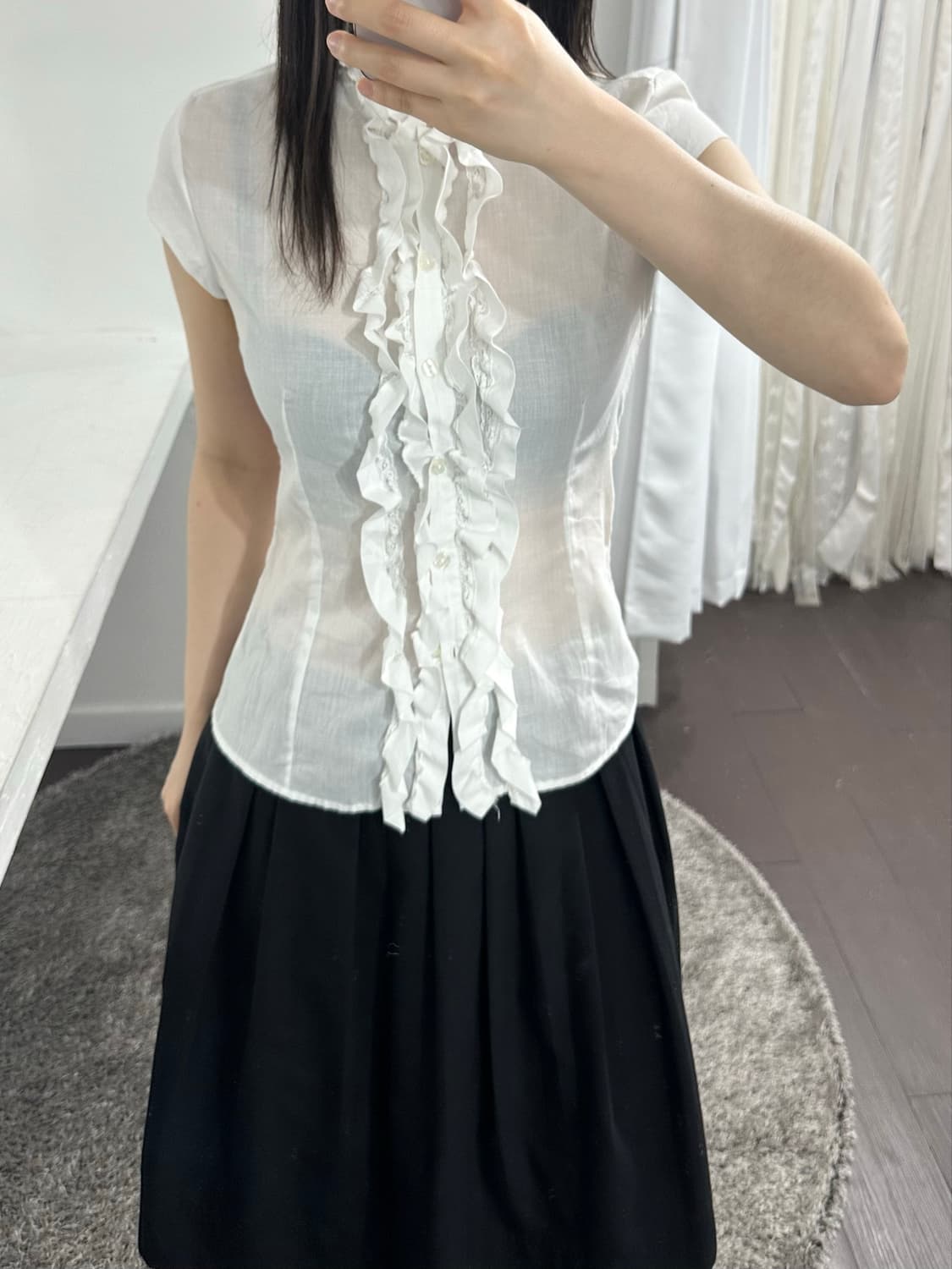 nara camicie white frill shirt 상품이미지4