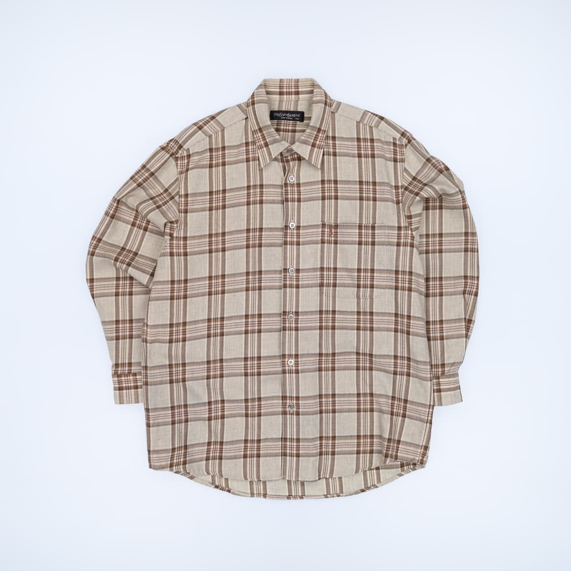 100 입생로랑 YSL 로고 포켓 플레이드 체크 셔츠 4177 상품이미지1