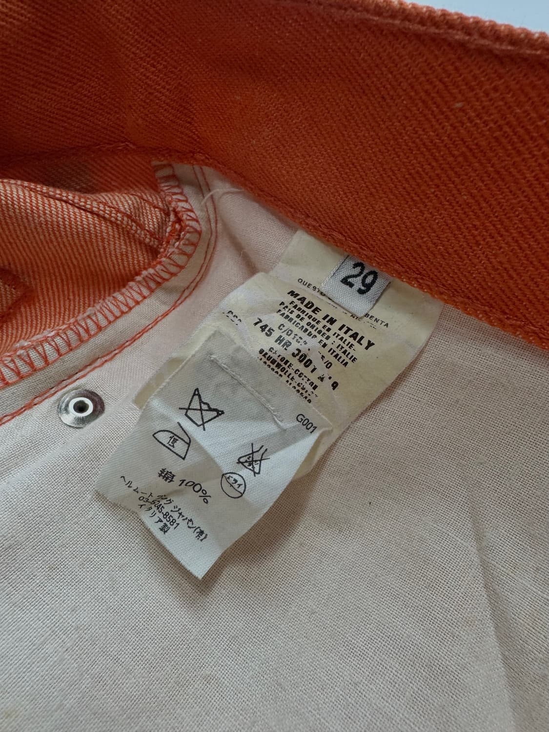 Helmut Lang Safety Orange Raw Denim 상품이미지6