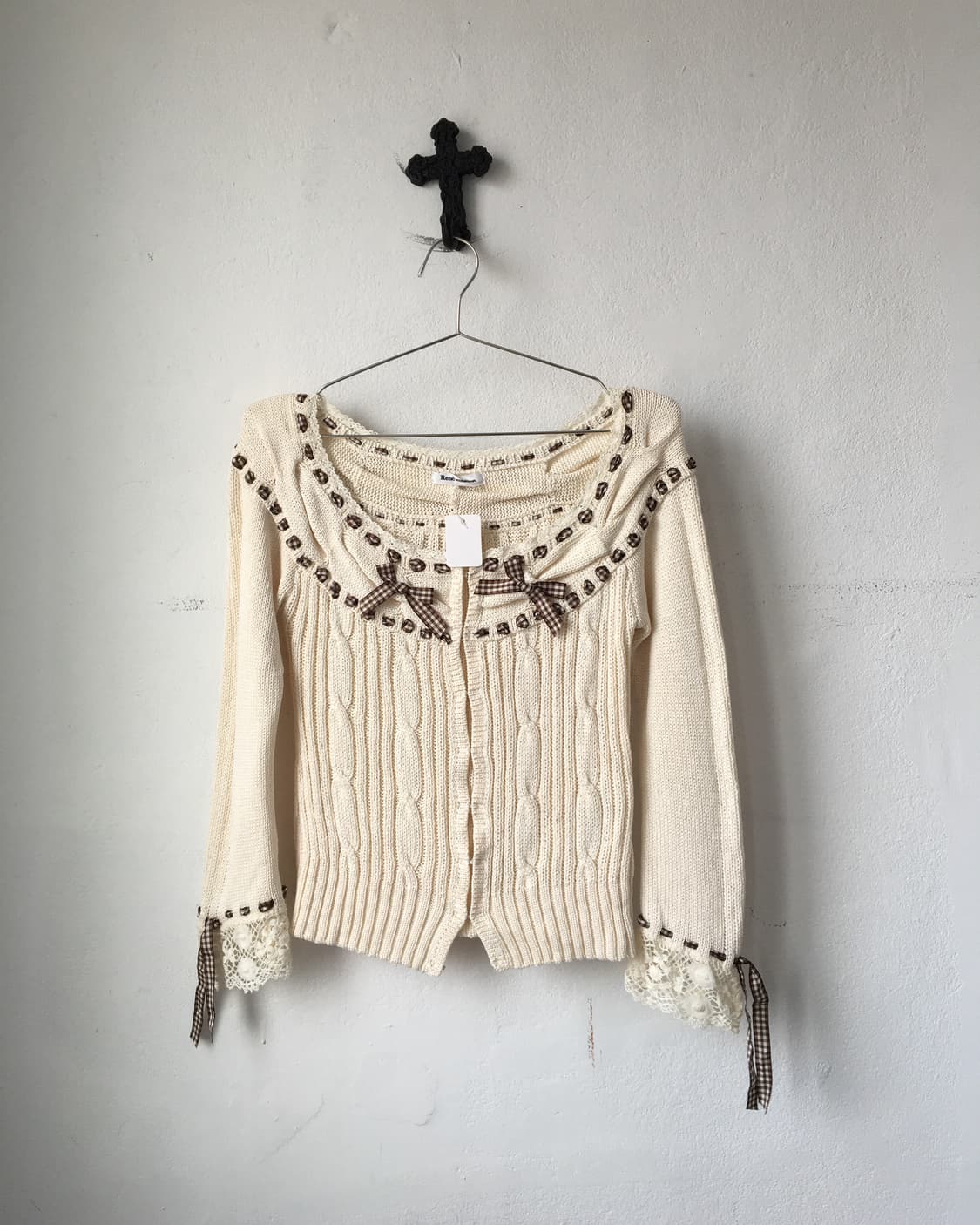 Ribbon point knit cardigan 상품이미지1