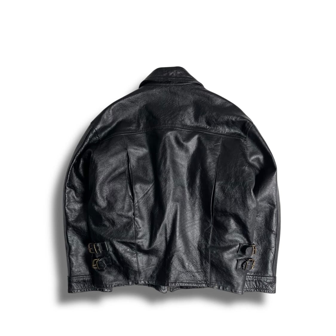 90's vera pelle 백 액션 플리츠 카우레더 봄버 (italy) 상품이미지5