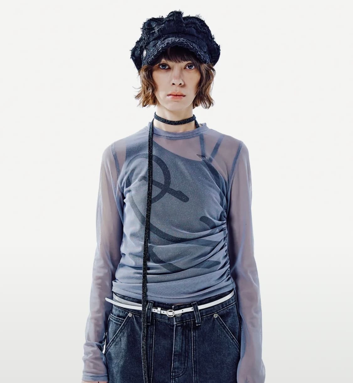 데비어퍼 ELVES MESH STRING TOP_GRAY 상품이미지1