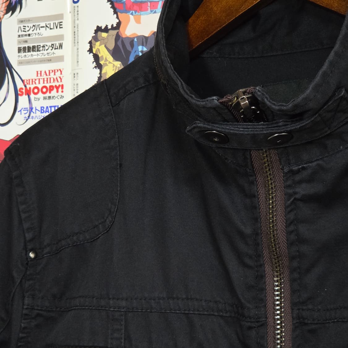 JPN 블랙 사이드 라인 바이커 무드 코튼 자켓 상품이미지3