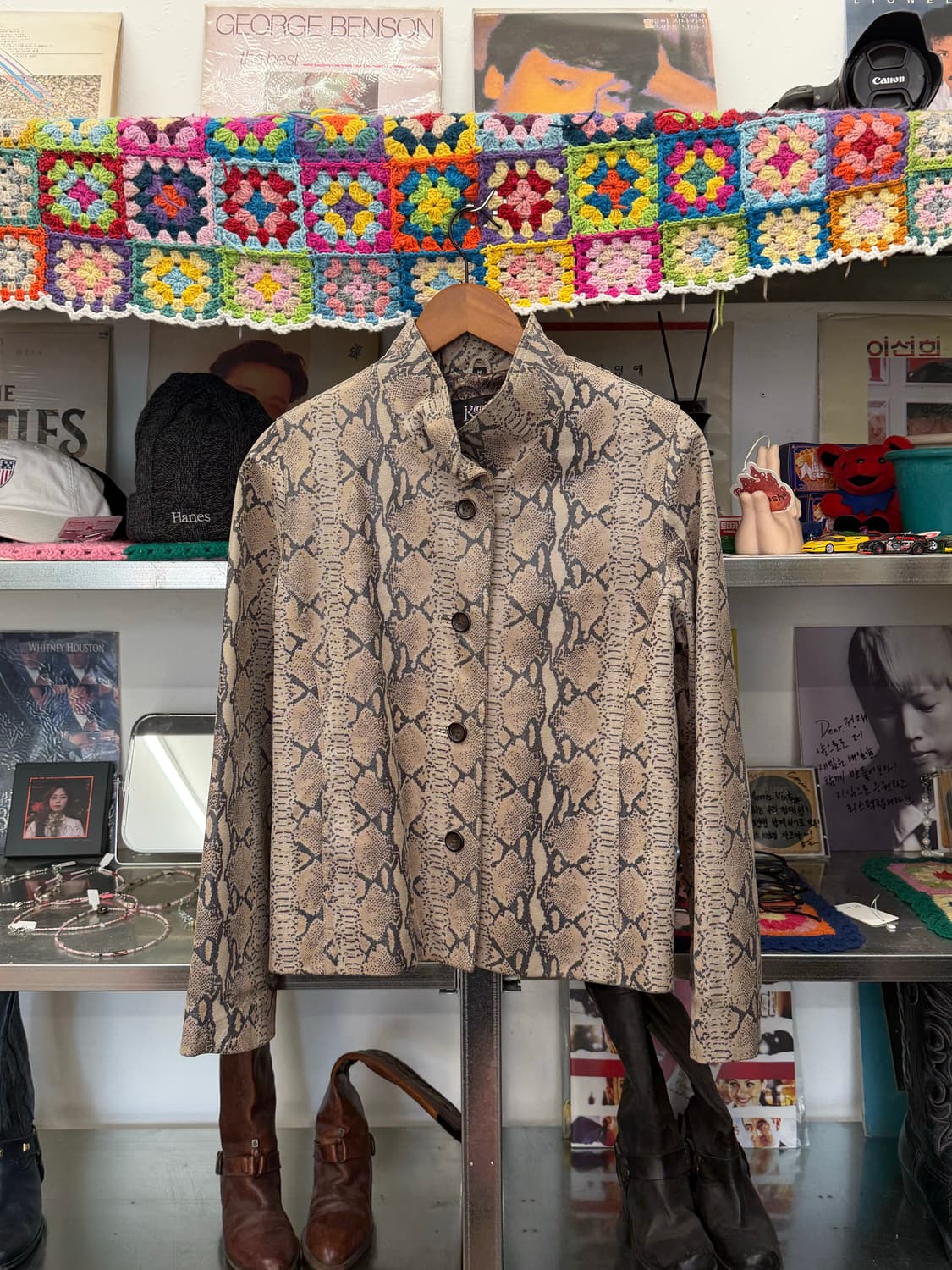 Python Pattern Leather Jacket 상품이미지2