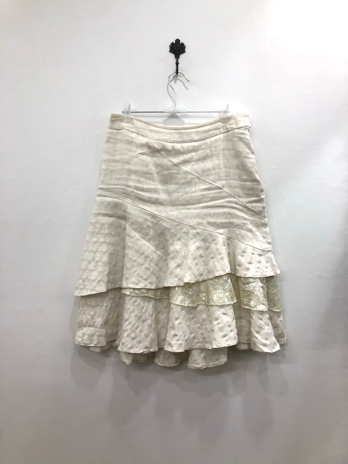 beige layered glitter detail midi skirt 상품이미지2