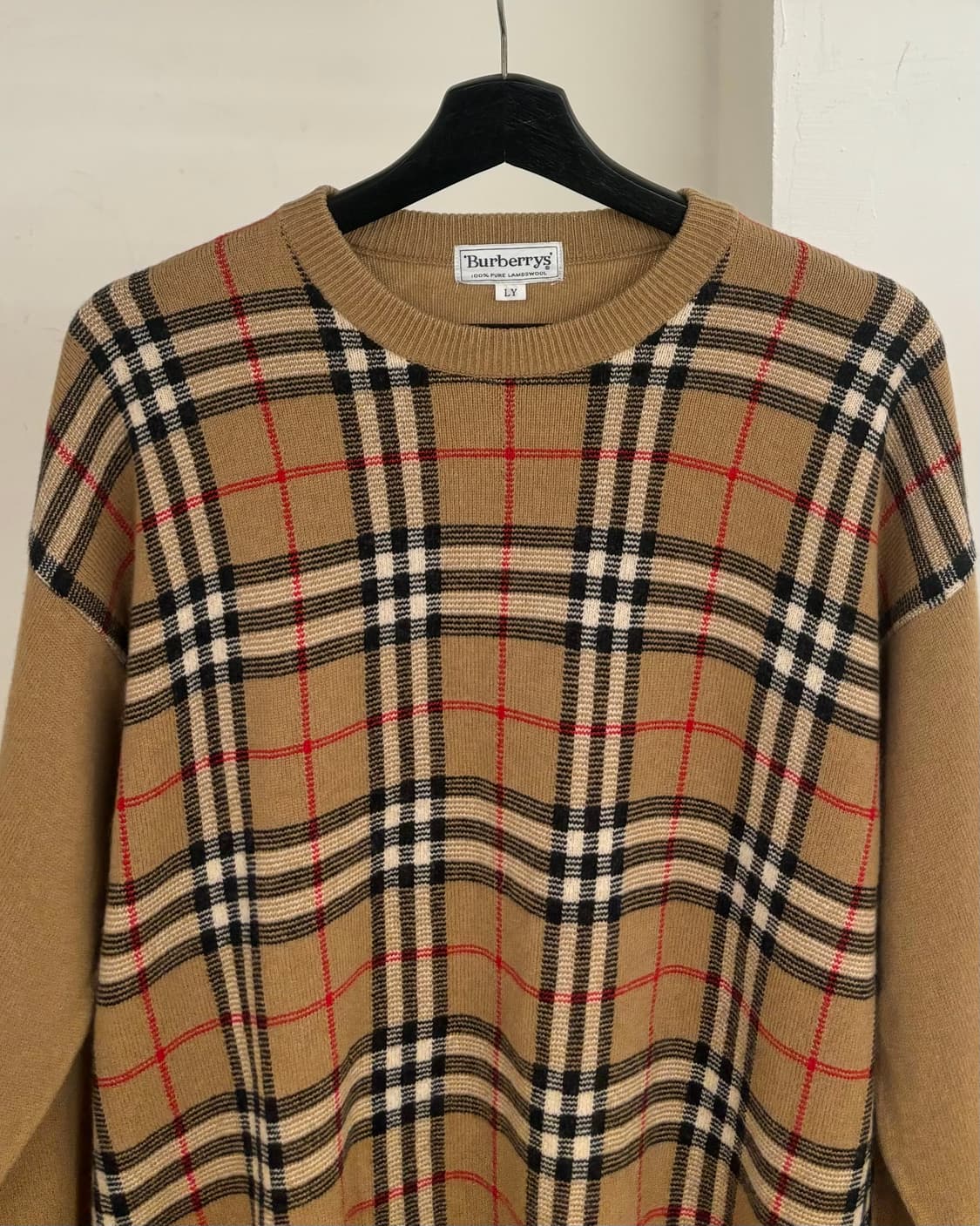 버버리 빈티지 베이지 노바체크 울 니트 상품이미지2