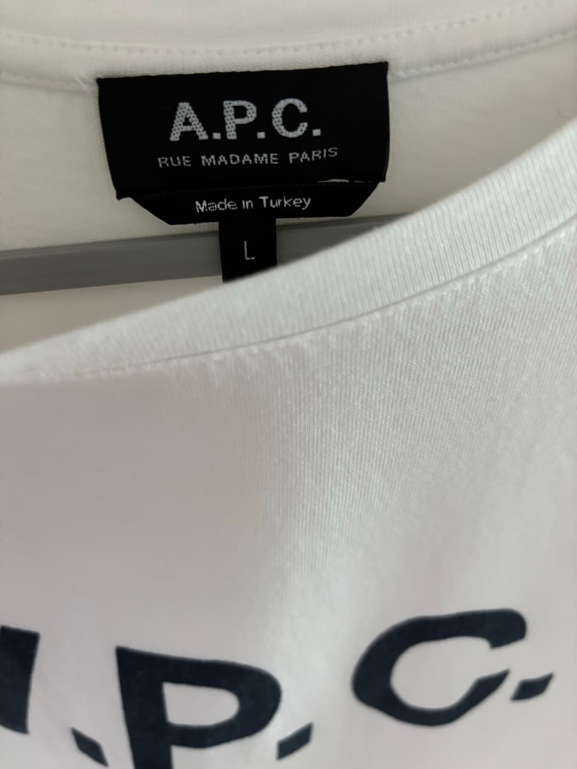 아페쎄 A.P.C. 화이트 로고 반팔 티셔츠 L 상품이미지3
