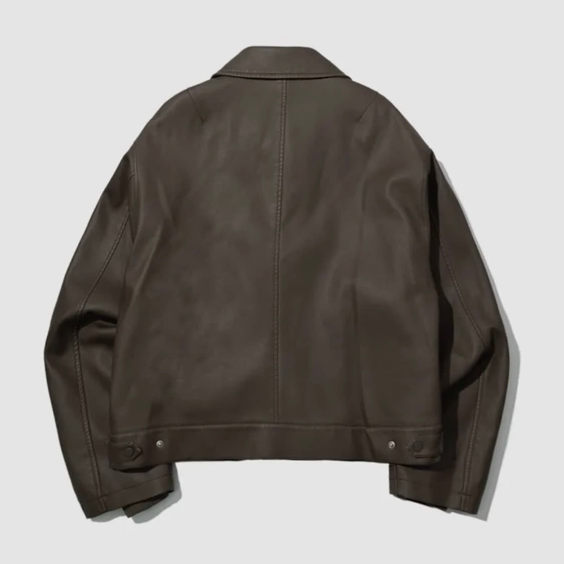플레이스 스튜디오 빈티지 에코 워싱 레더 크롭 라이더 자켓-브라운 상품이미지2
