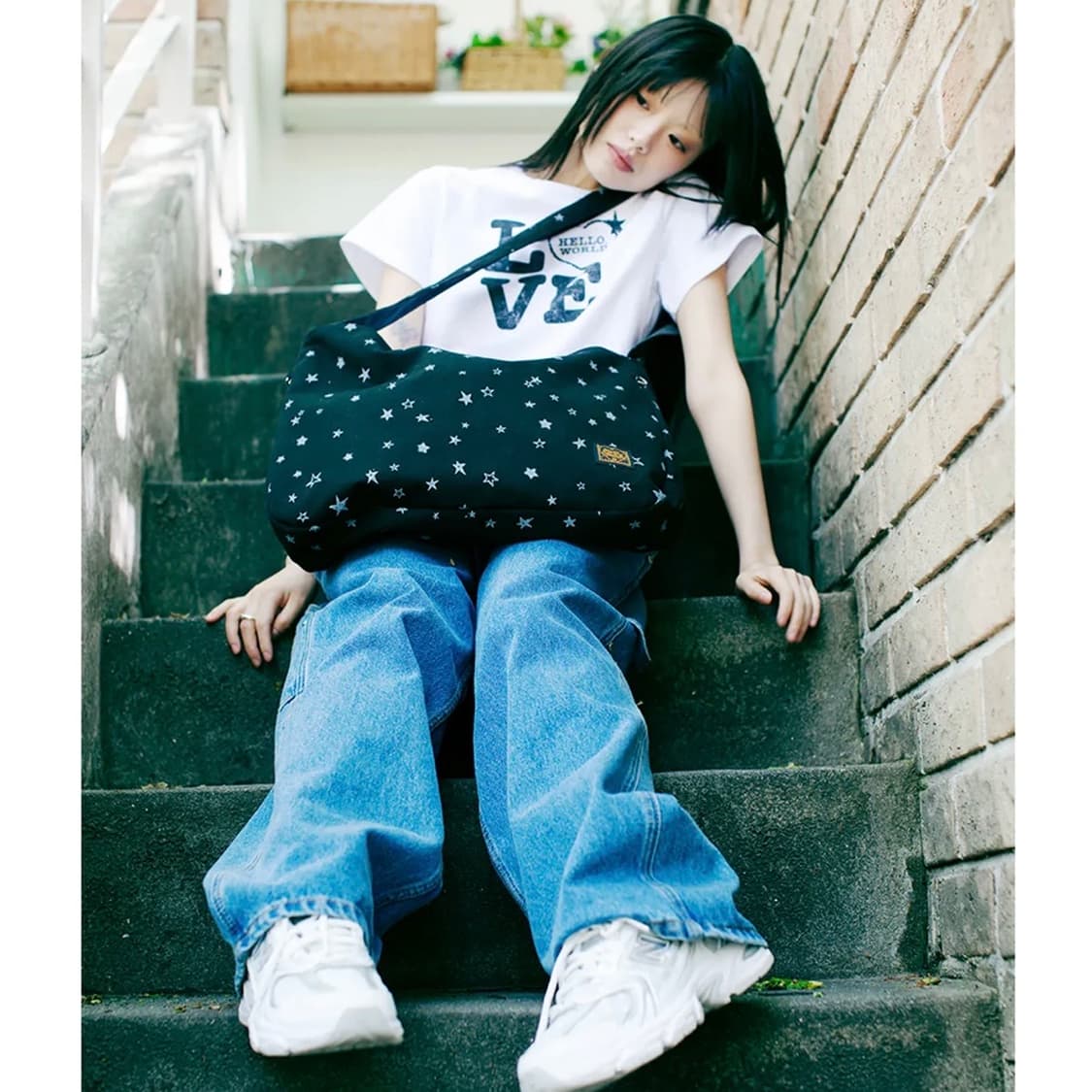 새상품) 밈더워드로브 스타 프린팅 리버시블 백 상품이미지4