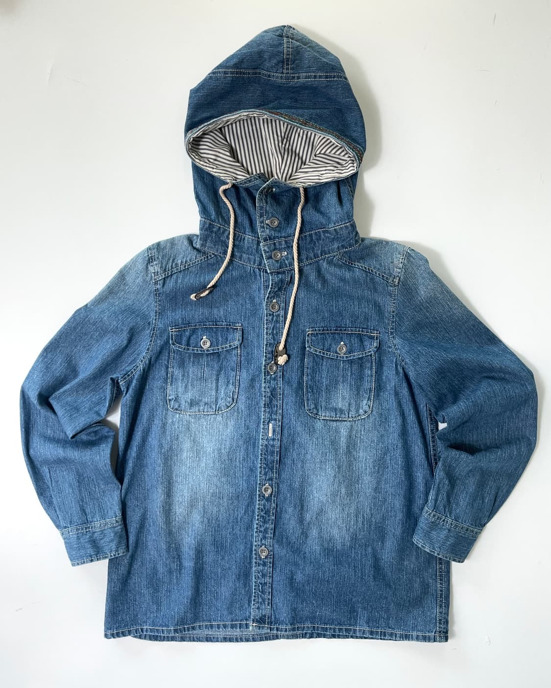 보헤미안  후드 데님 셔츠 상품이미지9