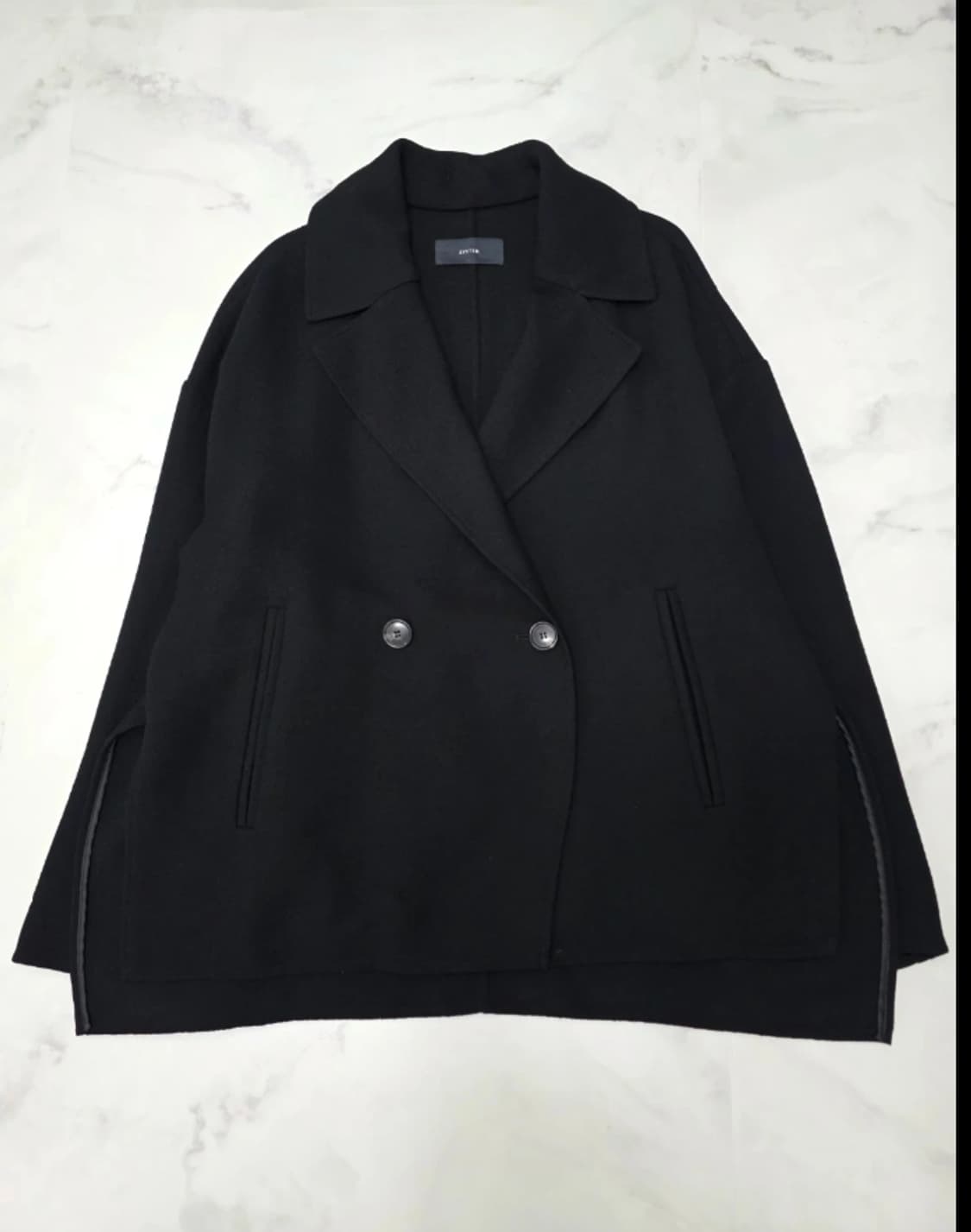 한섬 시스템 SYSTEM 오버핏 더블 버튼 블랙 코트 ~77 상품이미지5