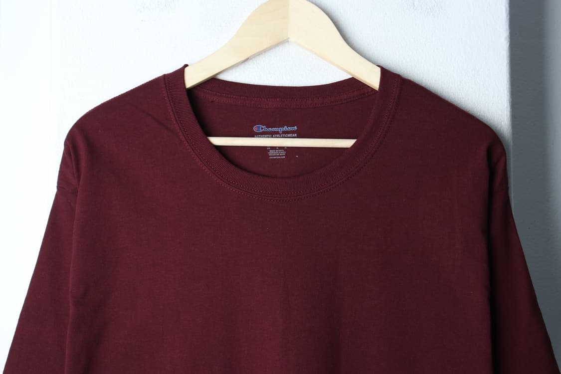 (L-XL) 챔피온 반팔 티셔츠 버건디 무지 올드스쿨-H32875 상품이미지3