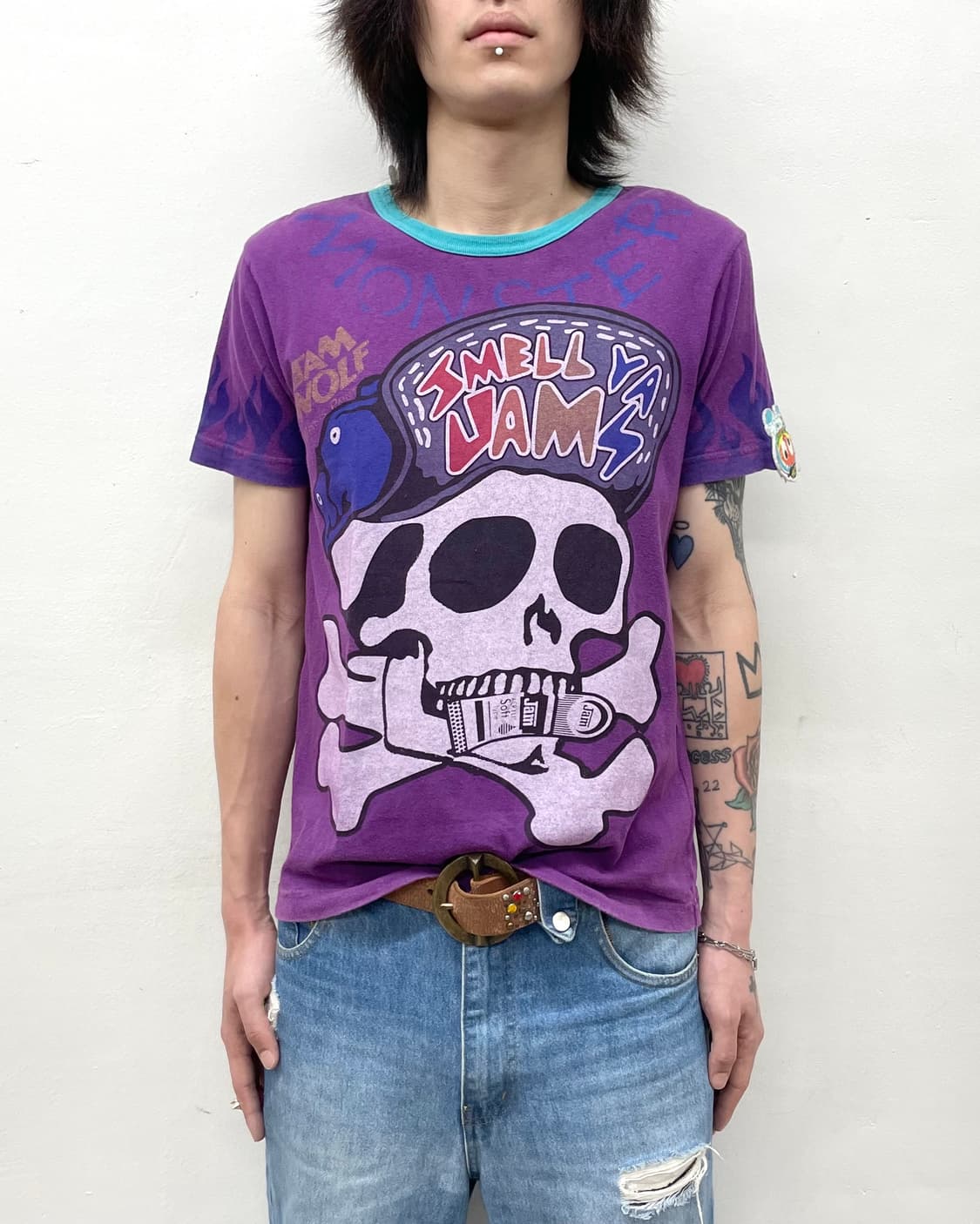 Big Skull Flame Jam Purple T-shirt 상품이미지1