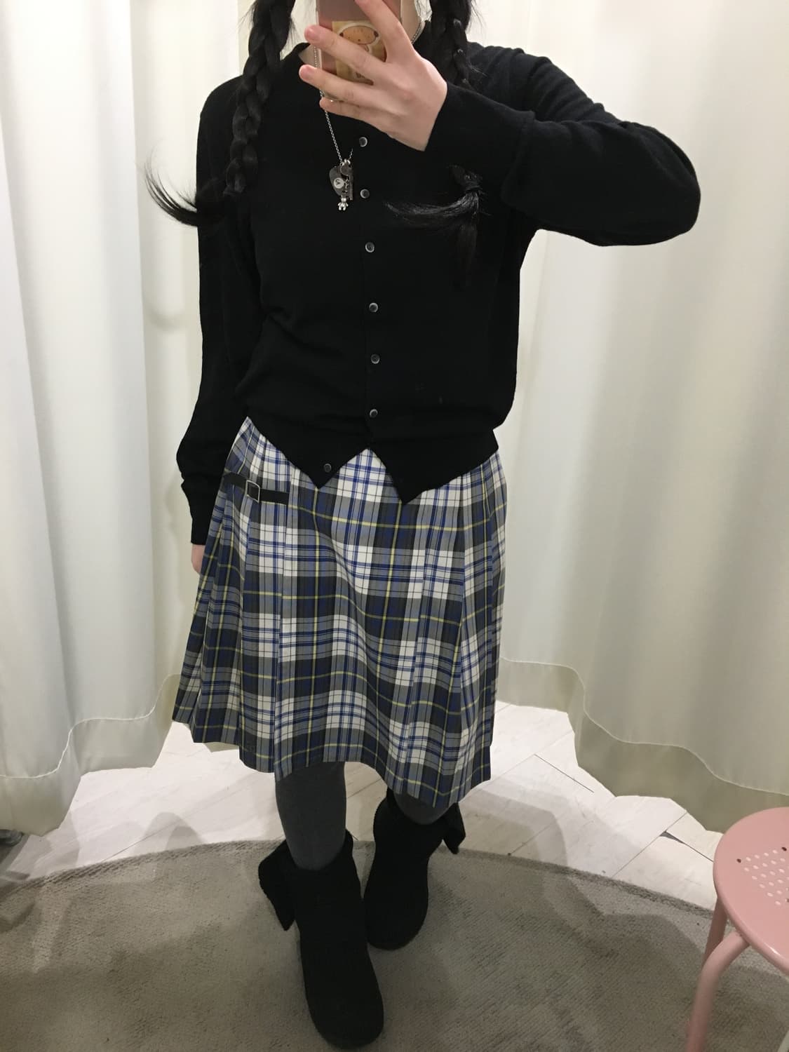 프레피 체크 버클 스커트 상품이미지3