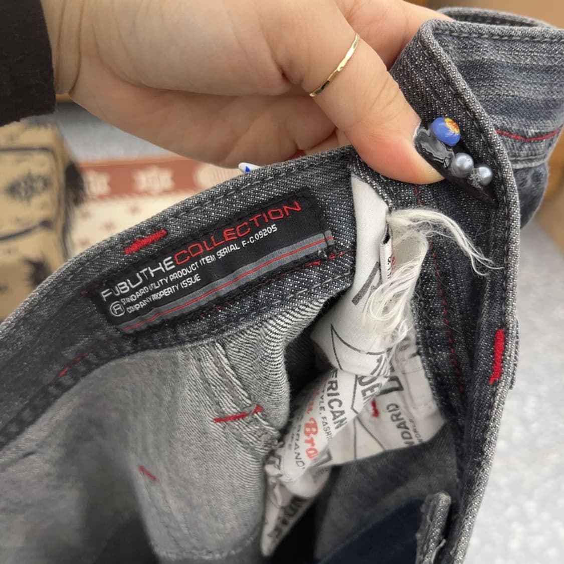 푸부 FUBU 올드스쿨 Y2K 빅로고 데님 팬츠 36인치 C08750 상품이미지5