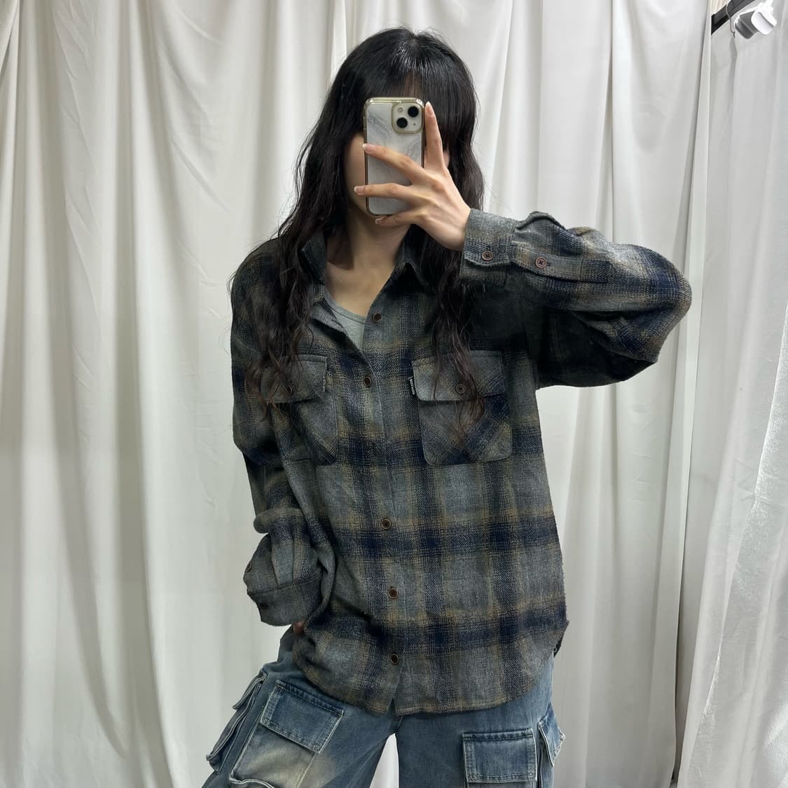 SCULPTOR gray check shirts 상품이미지1
