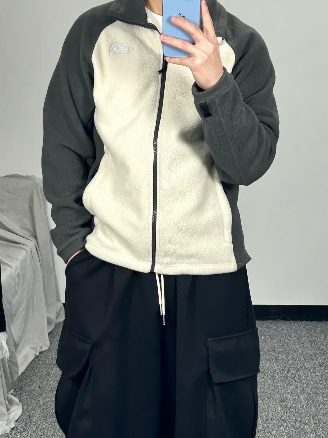 노스페이스 그레이 배색 집업 플리스 S  상품이미지2