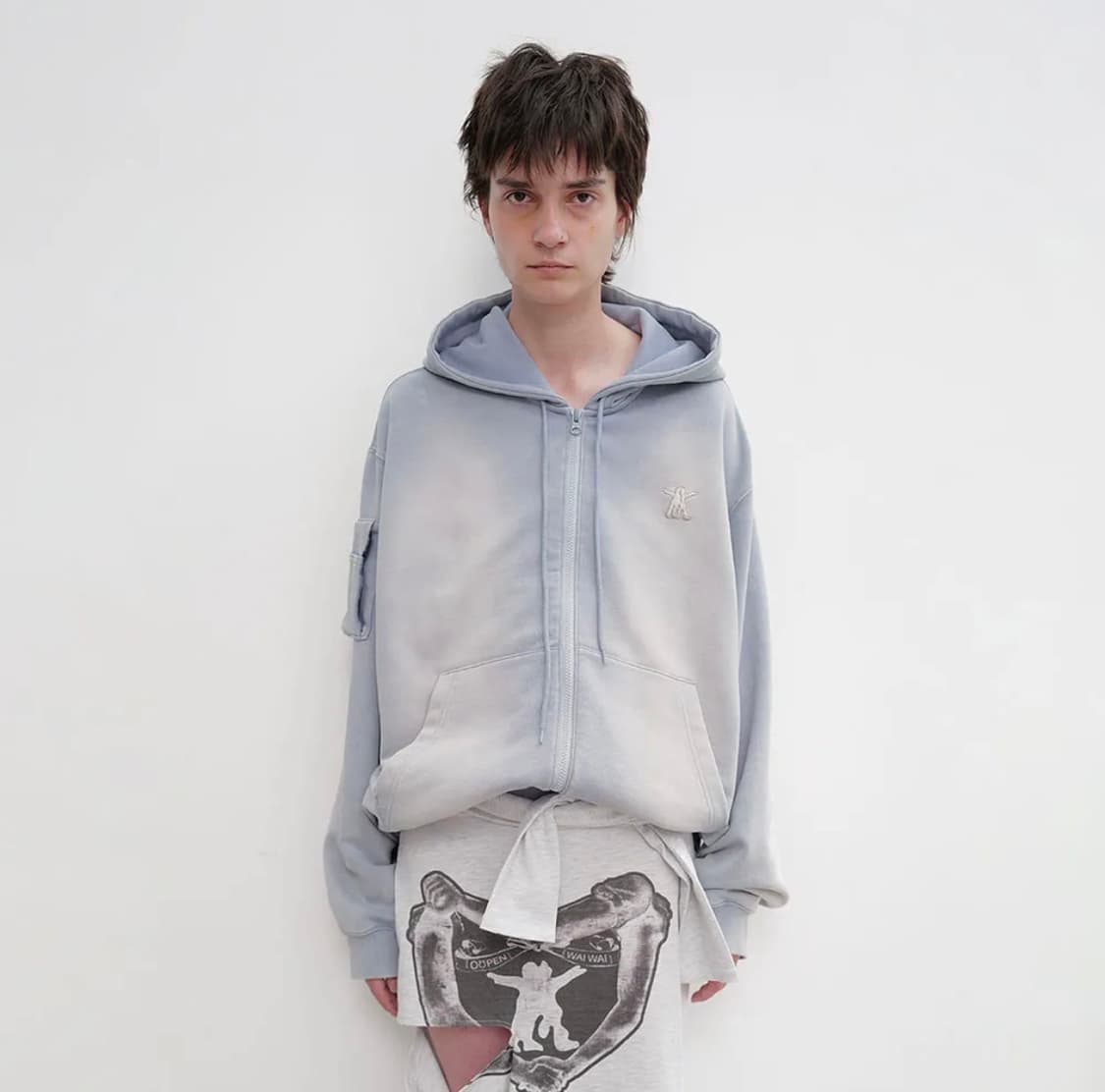 오픈와이와이 OPEN YY 워시드 박스 후드집업 블루 상품이미지1