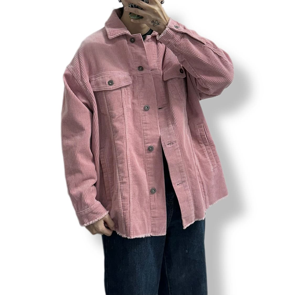 자라 ZARA 코듀로이 트러커 자켓 핑크 상품이미지3