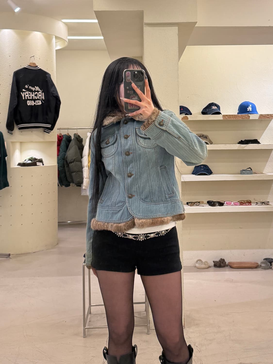 빈티지 y2k 토끼털 데님 자켓 U971 상품이미지1