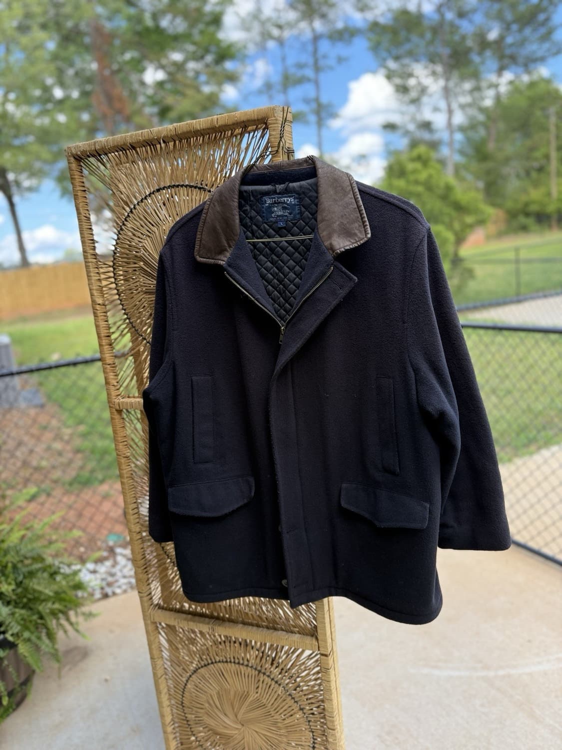 80s 버버리 울 헌팅 자켓 네이비 상품이미지1