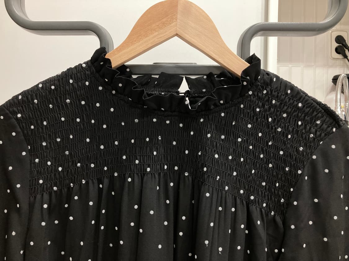 일본빈티지 블랙 도트 블라우스 상품이미지3