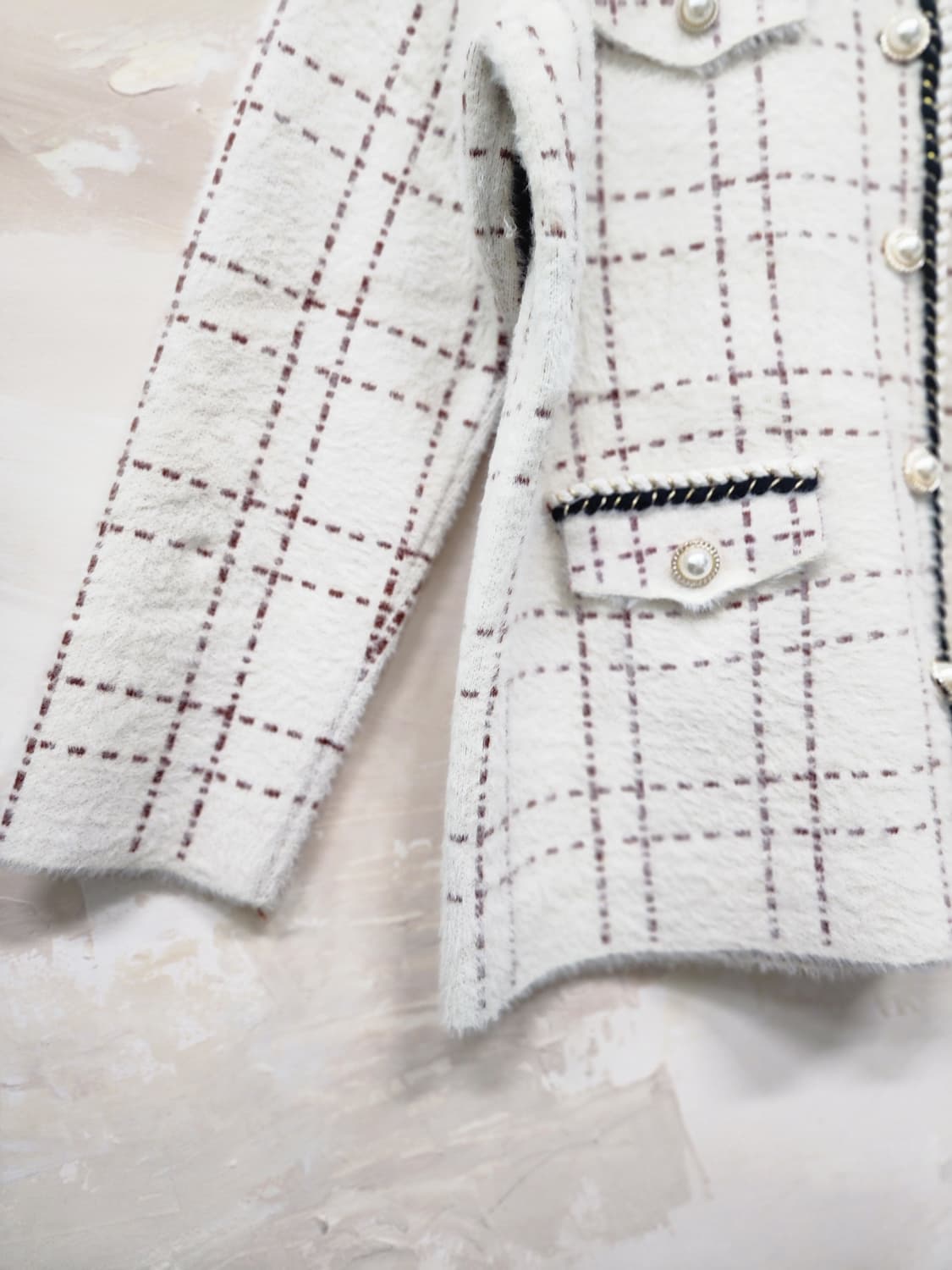 더틸버리 퍼 체크 가디건 상품이미지3