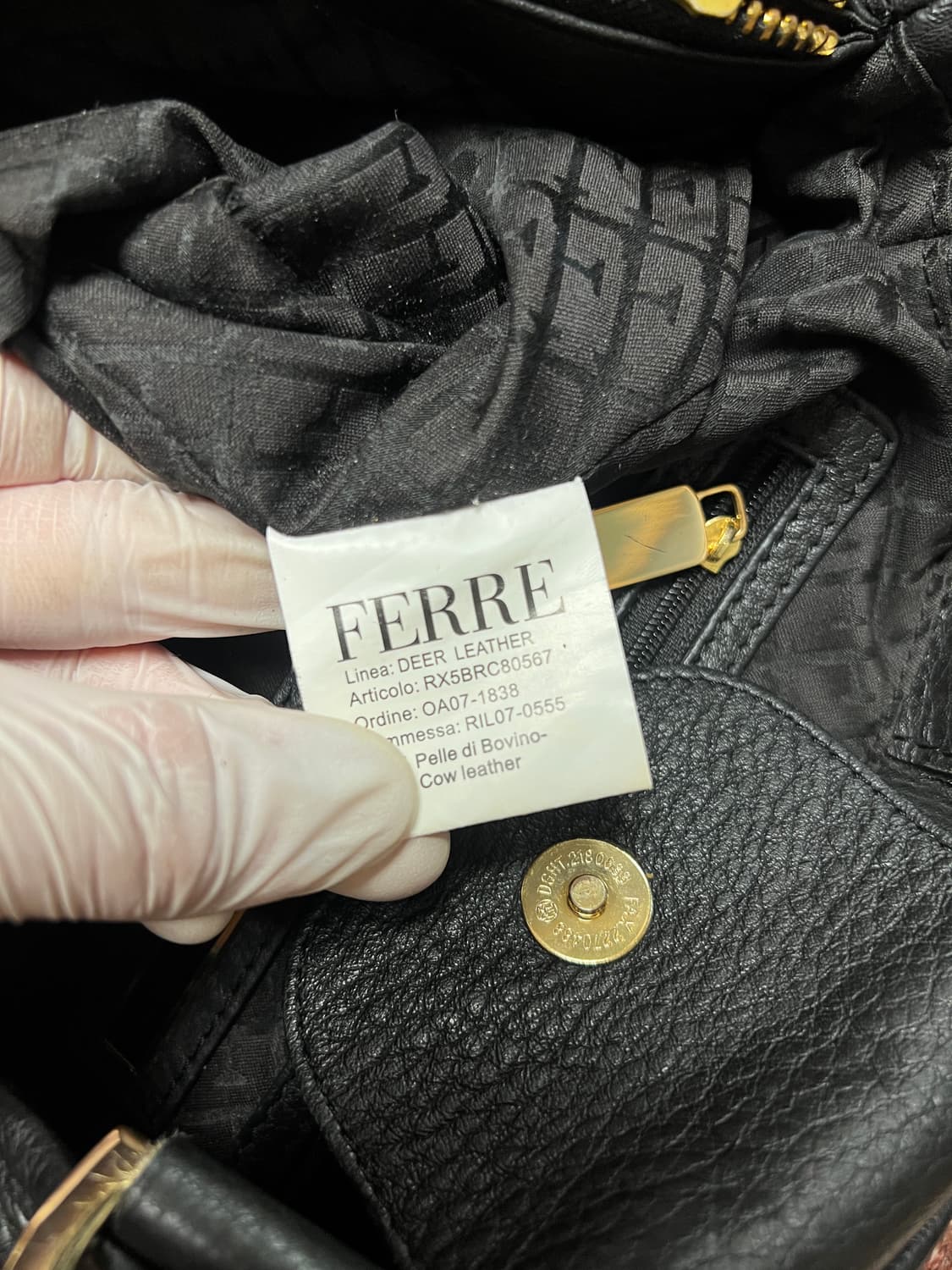 GIANFRANCO FERRE 지안프랑코 페레 블랙골드 레더 토트백 상품이미지9