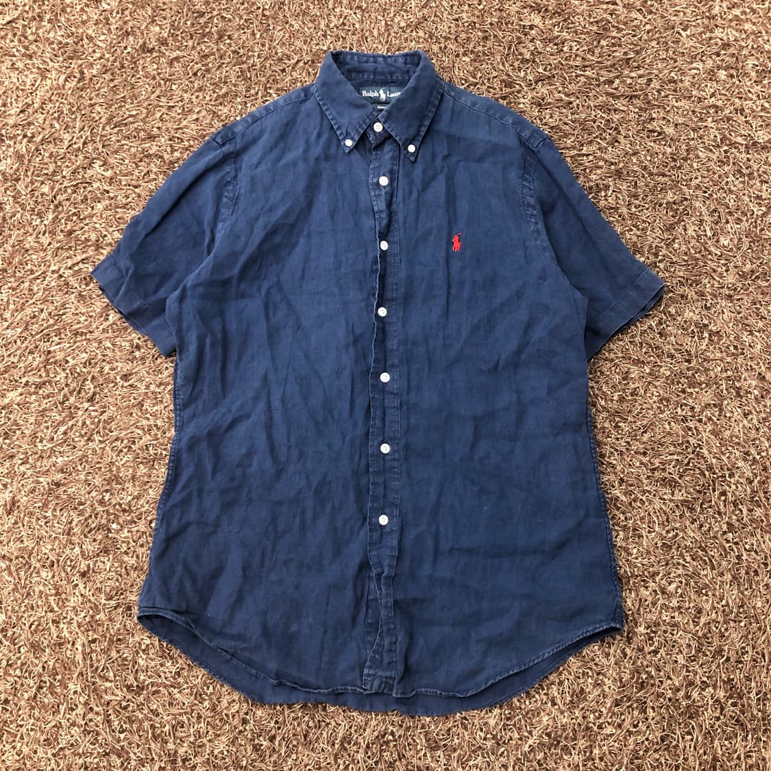폴로 랄프로렌 린넨 네이비 반팔 셔츠 상품이미지1