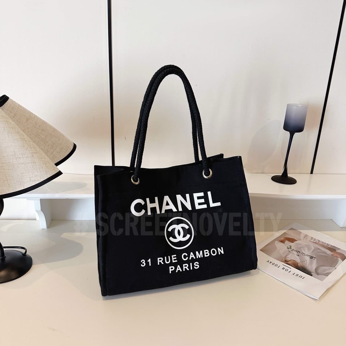 샤넬뷰티 캄봉 캠버스 블랙 숄더백 상품이미지1