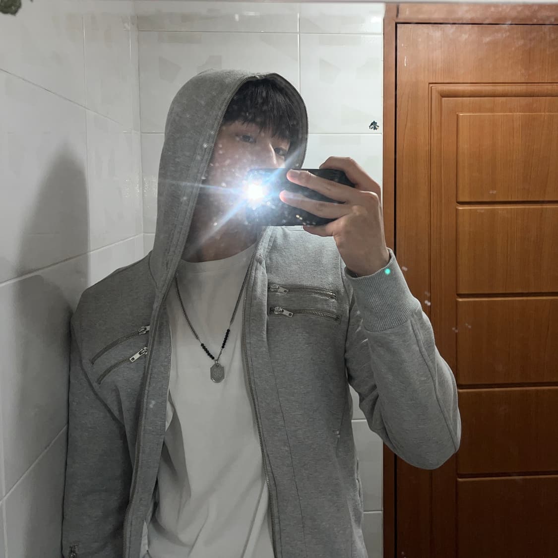 디젤 머슬핏 풀지퍼 후드집업 그레이 상품이미지2