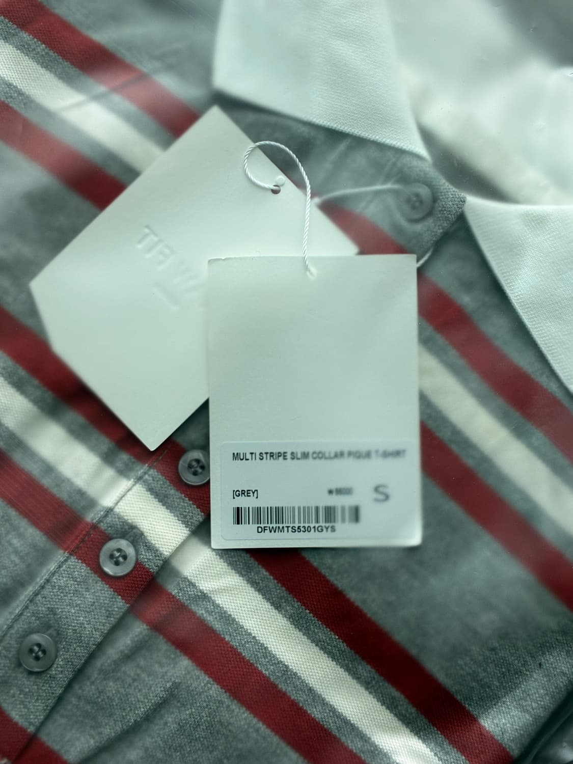 (새상품)(S) 드로우핏 우먼 멀티 스트라이프 슬림 카라 피케 티셔츠 [ 상품이미지9