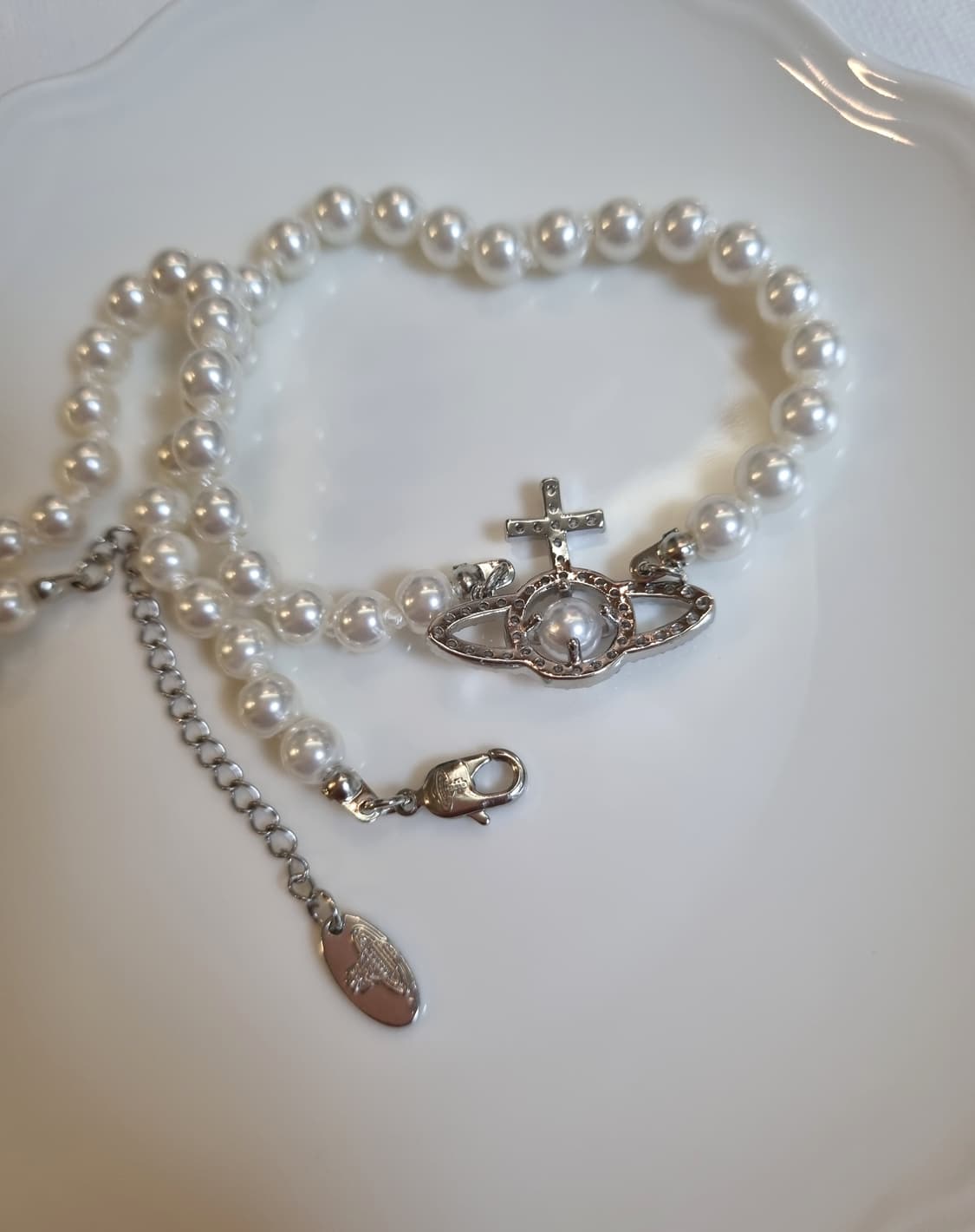 비비안웨스트우드 업사이클링  진주큐빅  진주 목걸이 상품이미지3