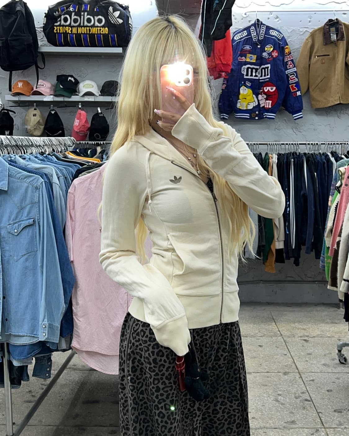 착샷O 아디다스 버터크림 딱붙 후드집업 상품이미지5