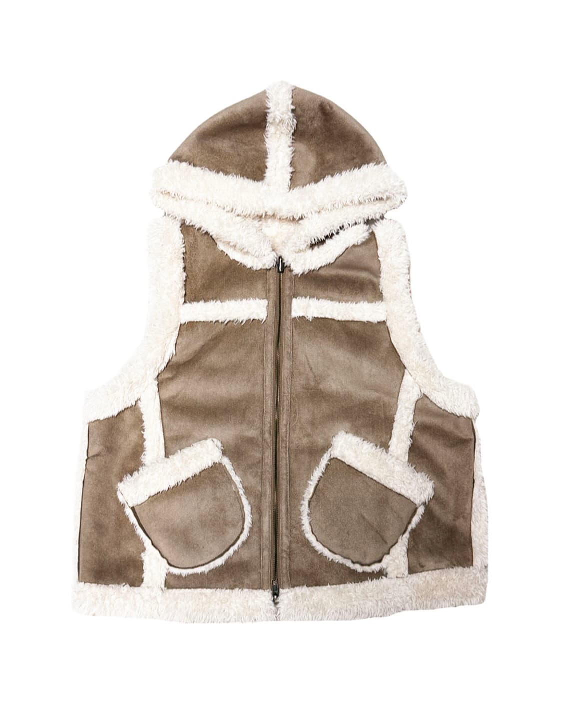 ︎테디 퍼 무스탕 후드 털조끼 베스트 상품이미지1